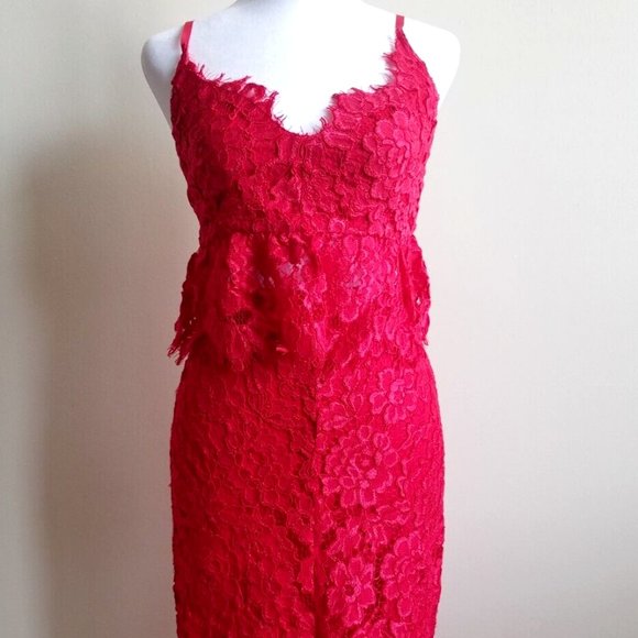Alexis Red Lace Set Tank Top and Skirt Size S / XS - Picture 1 of 16